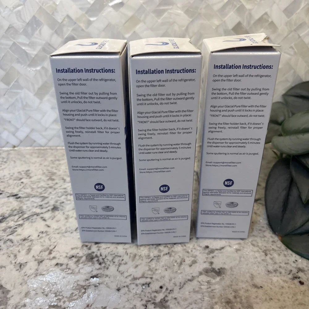 GlacialPure Replacement Refrigerator Water Filters Model GP001 Set of 3